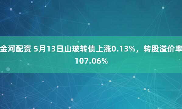 金河配资 5月13日山玻转债上涨0.13%，转股溢价率107.06%